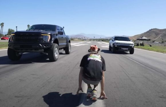 Ford F-150 Raptor R Needs Three Truck Lengths To Beat GMC Hummer