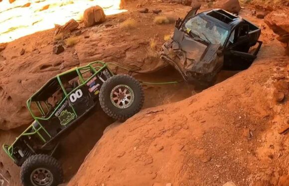 Watch This Wrecked Ram TRX Get Recovered After Crashing Down A Cliff